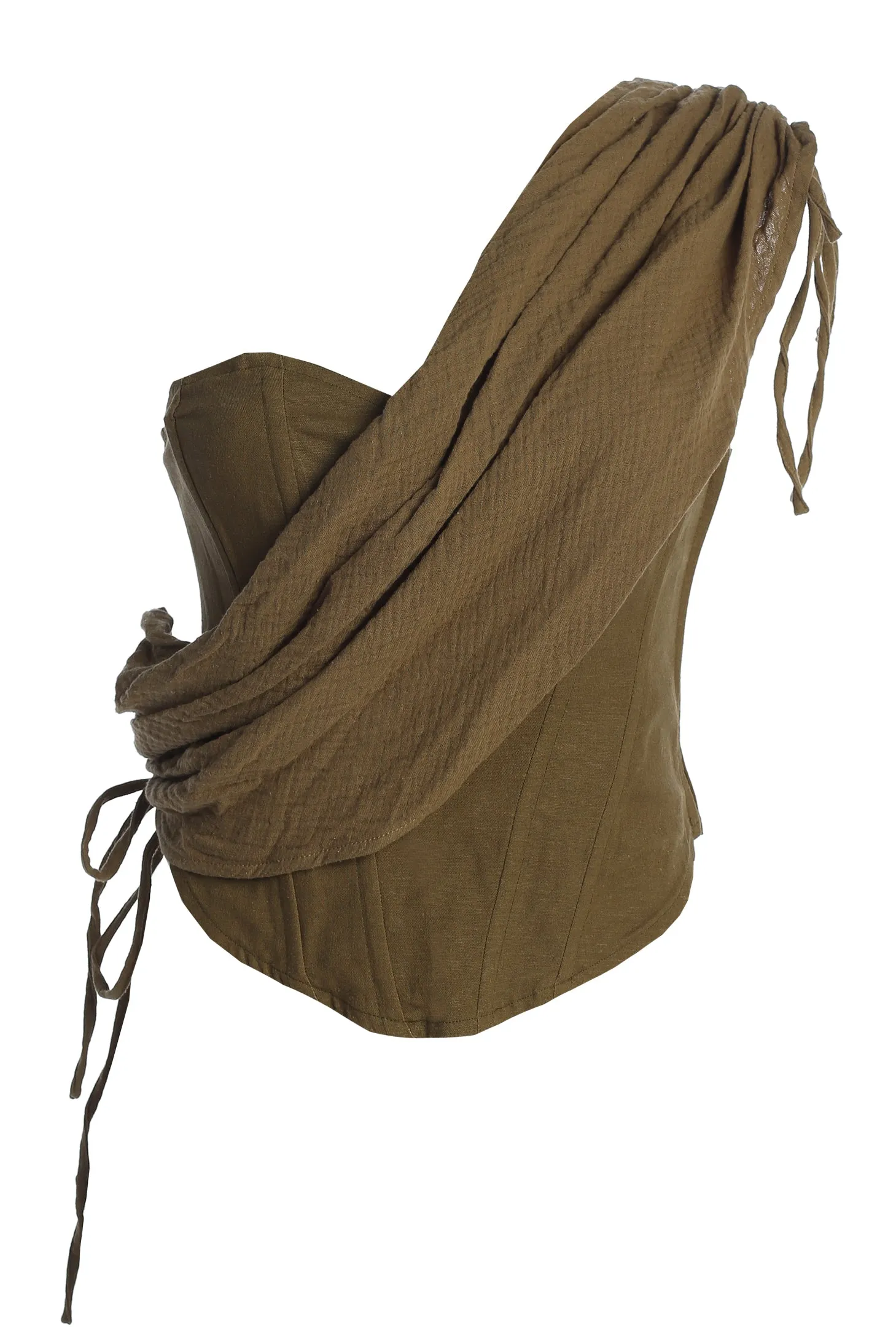 Olive New Obsession Draped Top sold by JLUXLABEL product image thumbnail 3