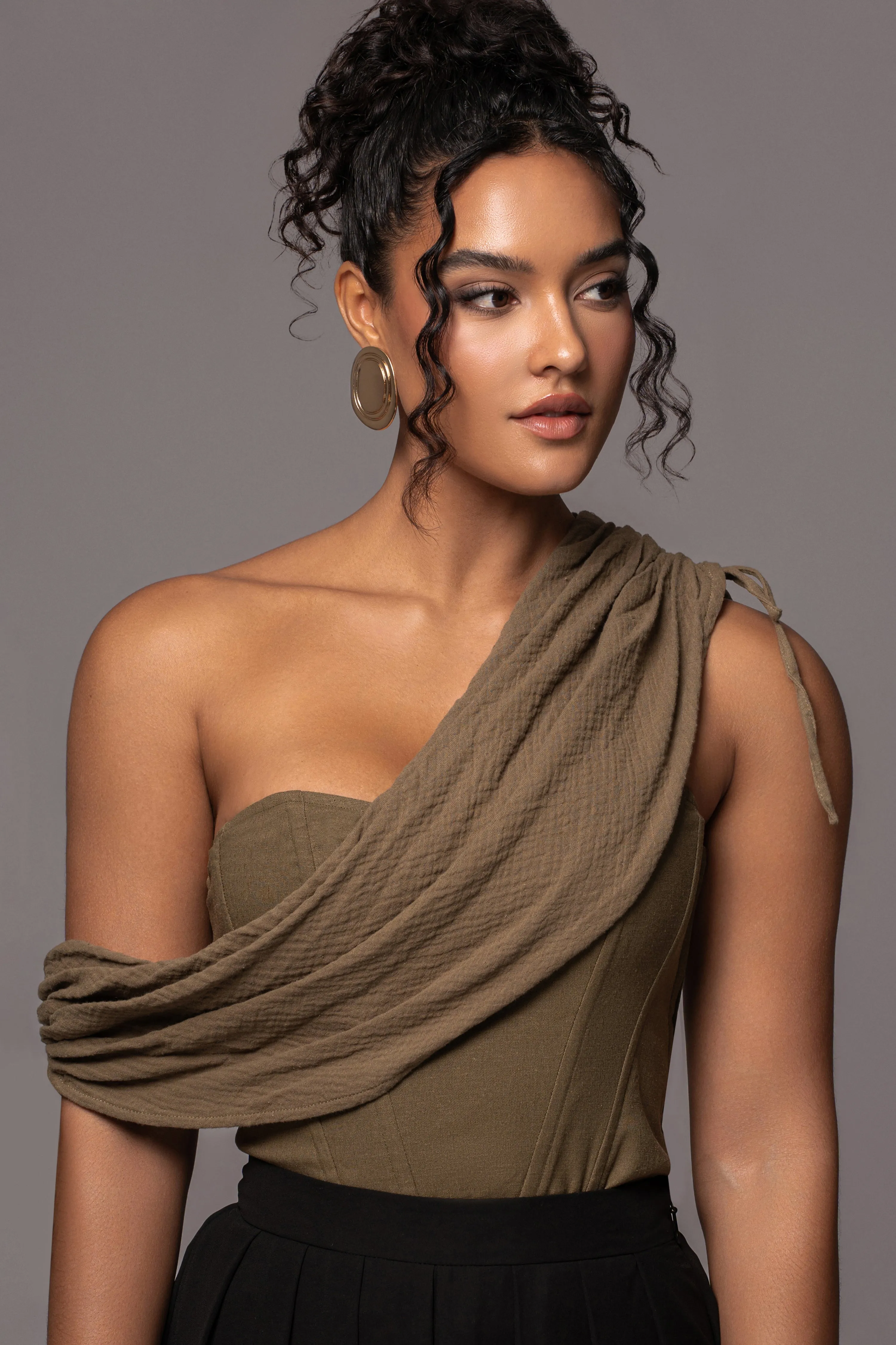 Olive New Obsession Draped Top sold by JLUXLABEL product image thumbnail 5