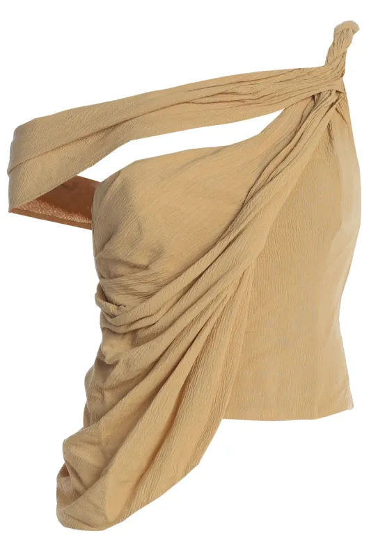 Khaki Diosa Drape Top sold by JLUXLABEL