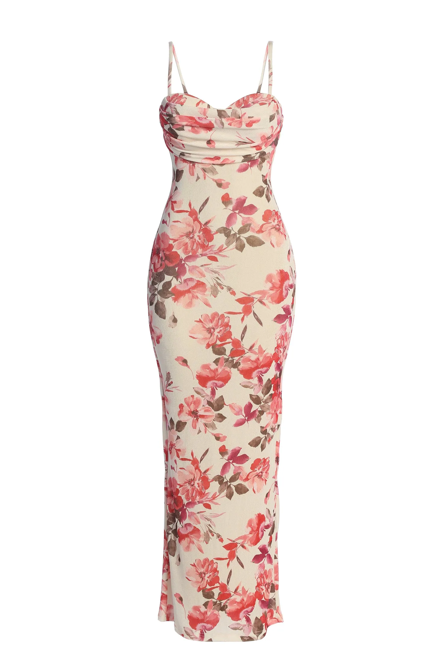 Ivory Floral Slinky Visions Of You Maxi Dress sold by JLUXLABEL product image thumbnail 3