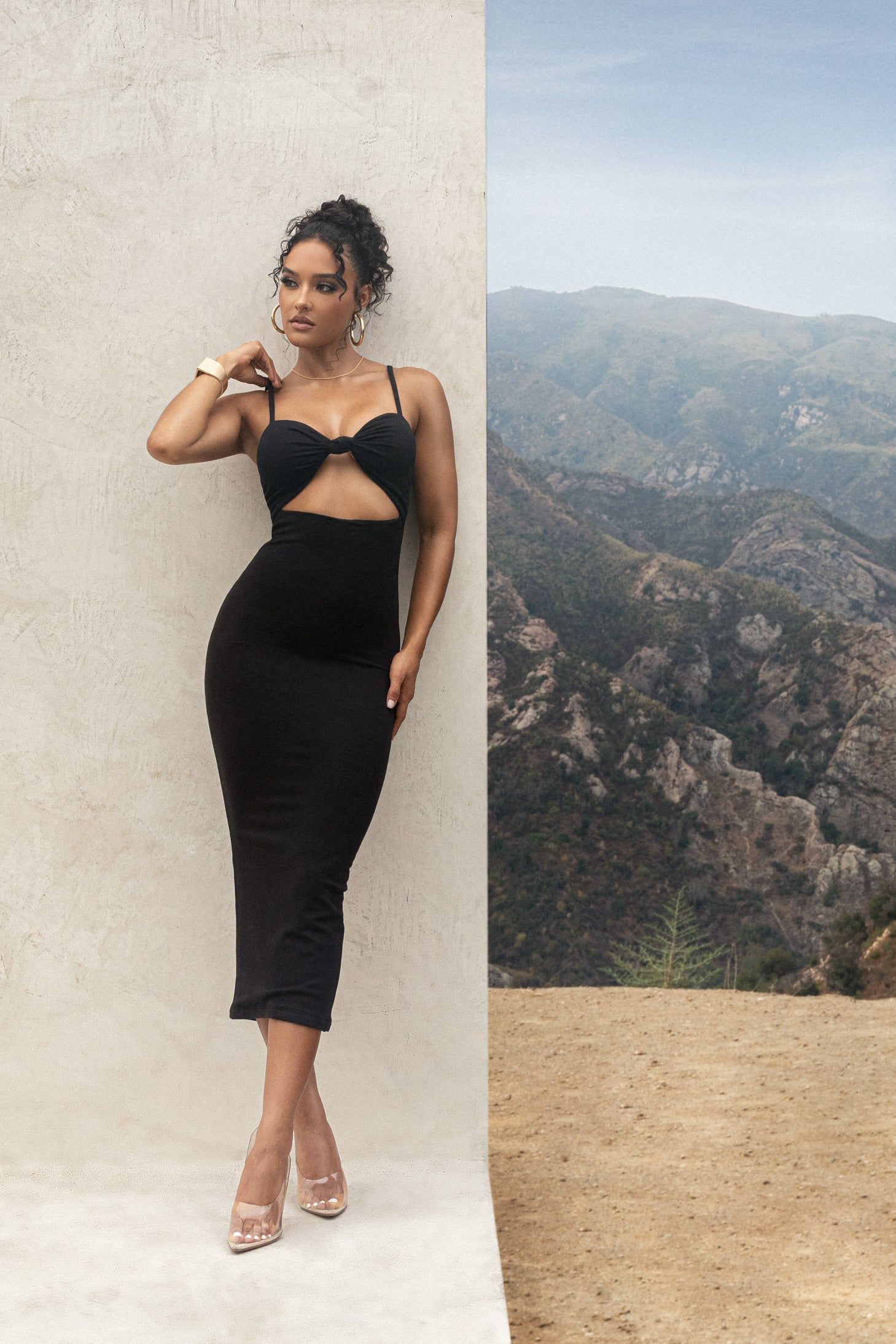 Black Midnight Memories Midi Dress sold by JLUXLABEL product image thumbnail 3