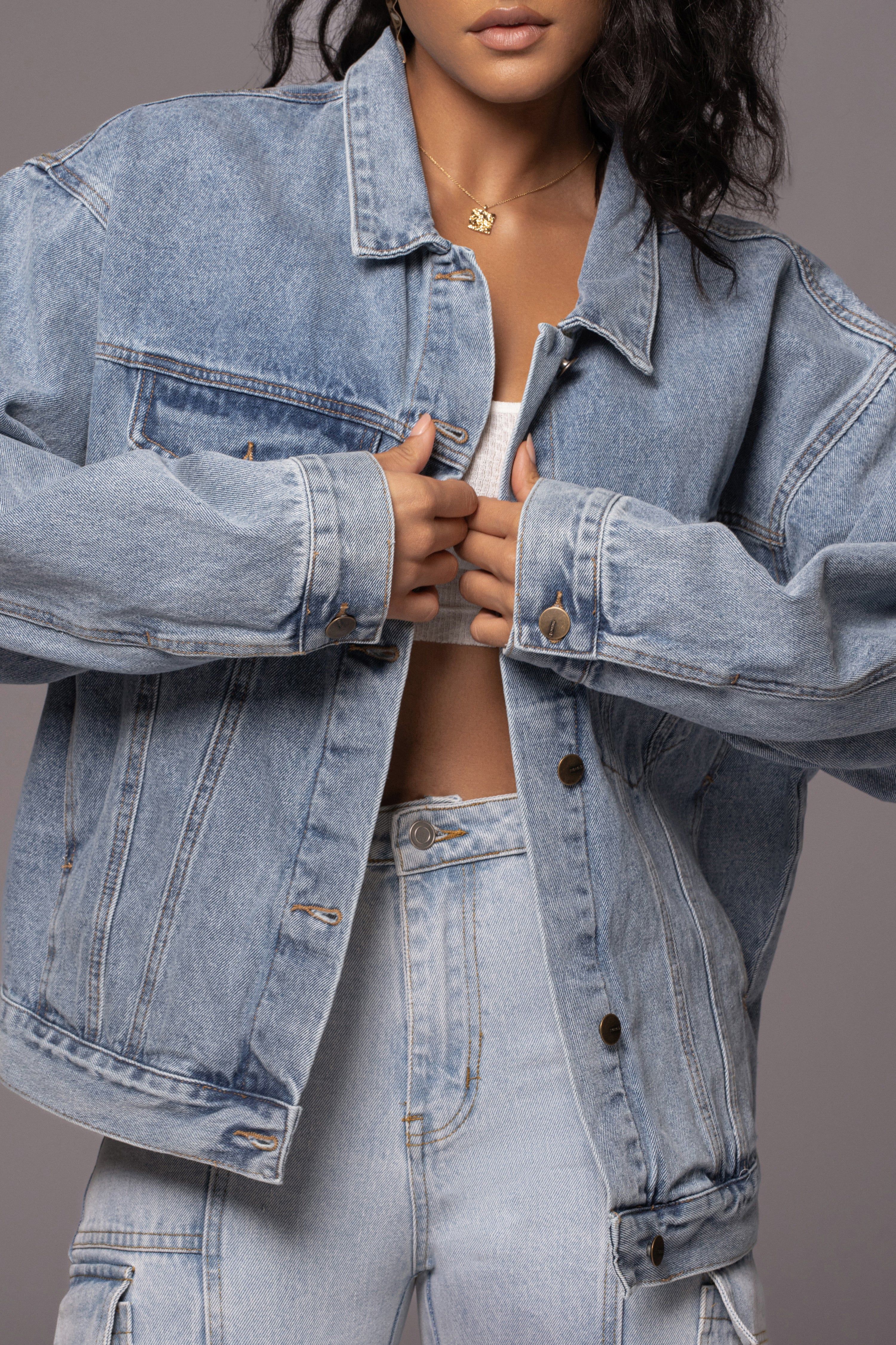 Medium Wash Denim Highlands Oversized Jacket sold by JLUXLABEL product image thumbnail 4