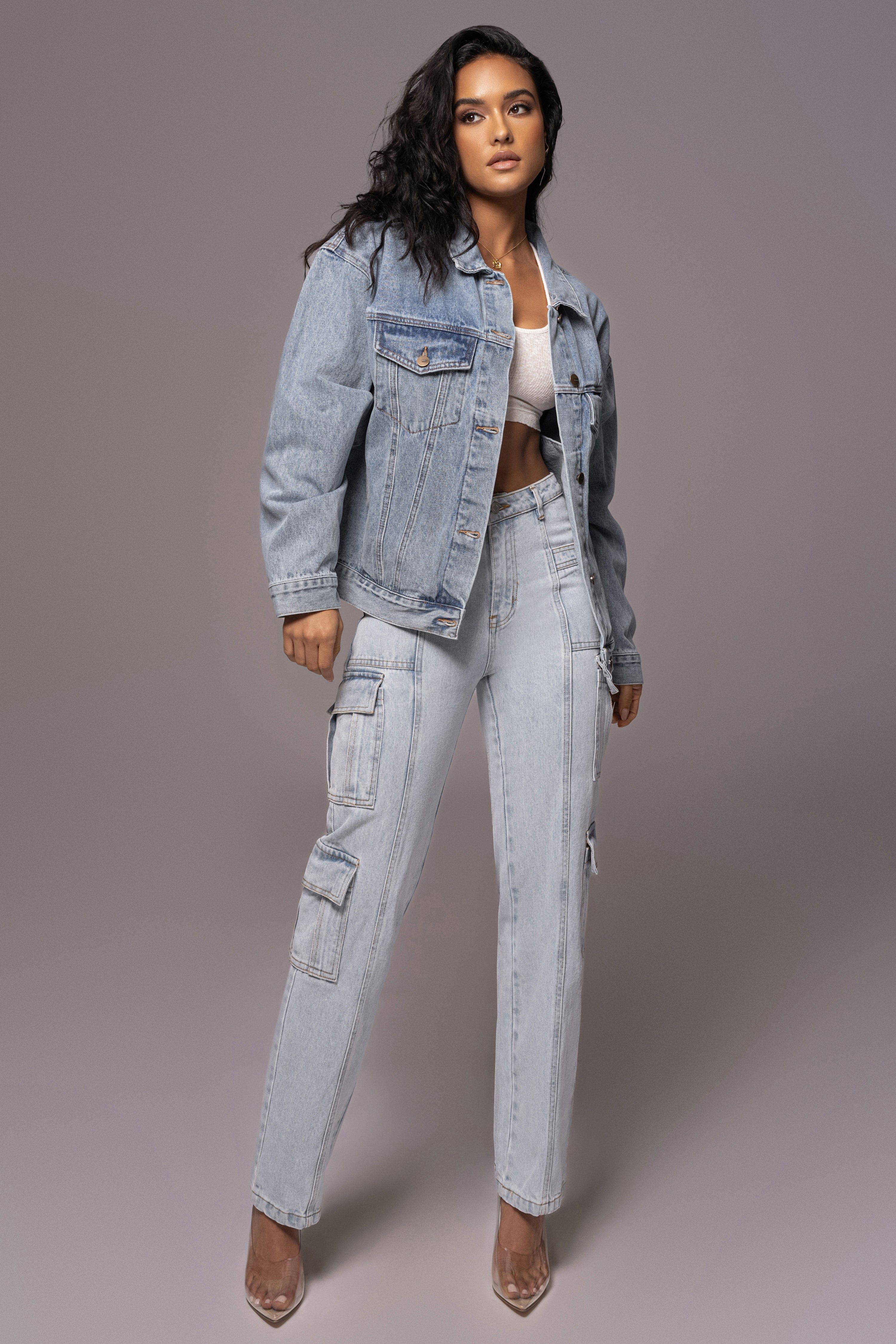 Medium Wash Denim Highlands Oversized Jacket sold by JLUXLABEL