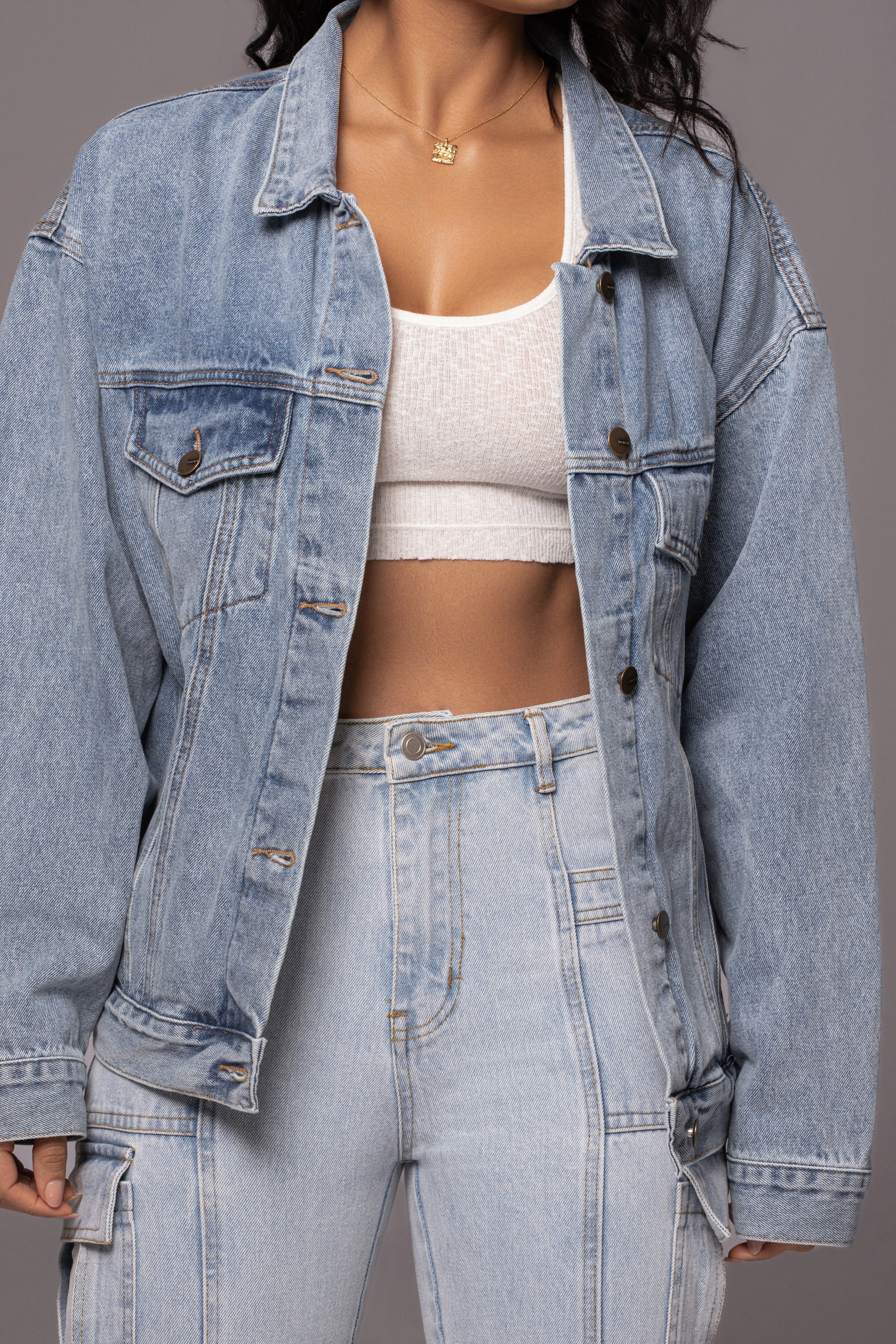 Medium Wash Denim Highlands Oversized Jacket sold by JLUXLABEL product image thumbnail 2