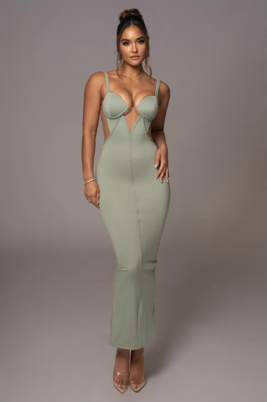 Sage Enchantment Bustier Maxi Dress sold by JLUXLABEL