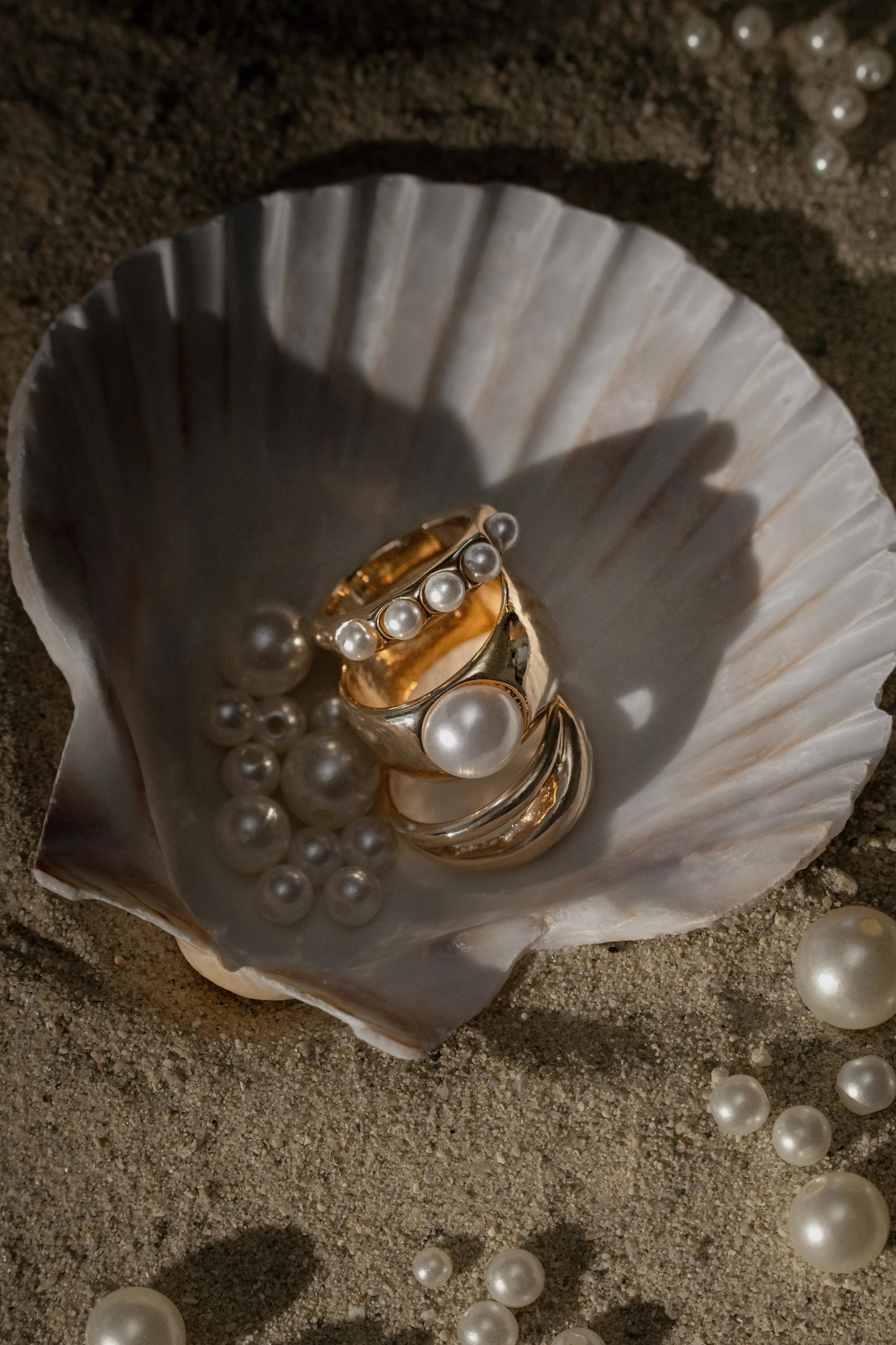 Gold Sea Pearl Ring Set sold by JLUXLABEL product image thumbnail 4