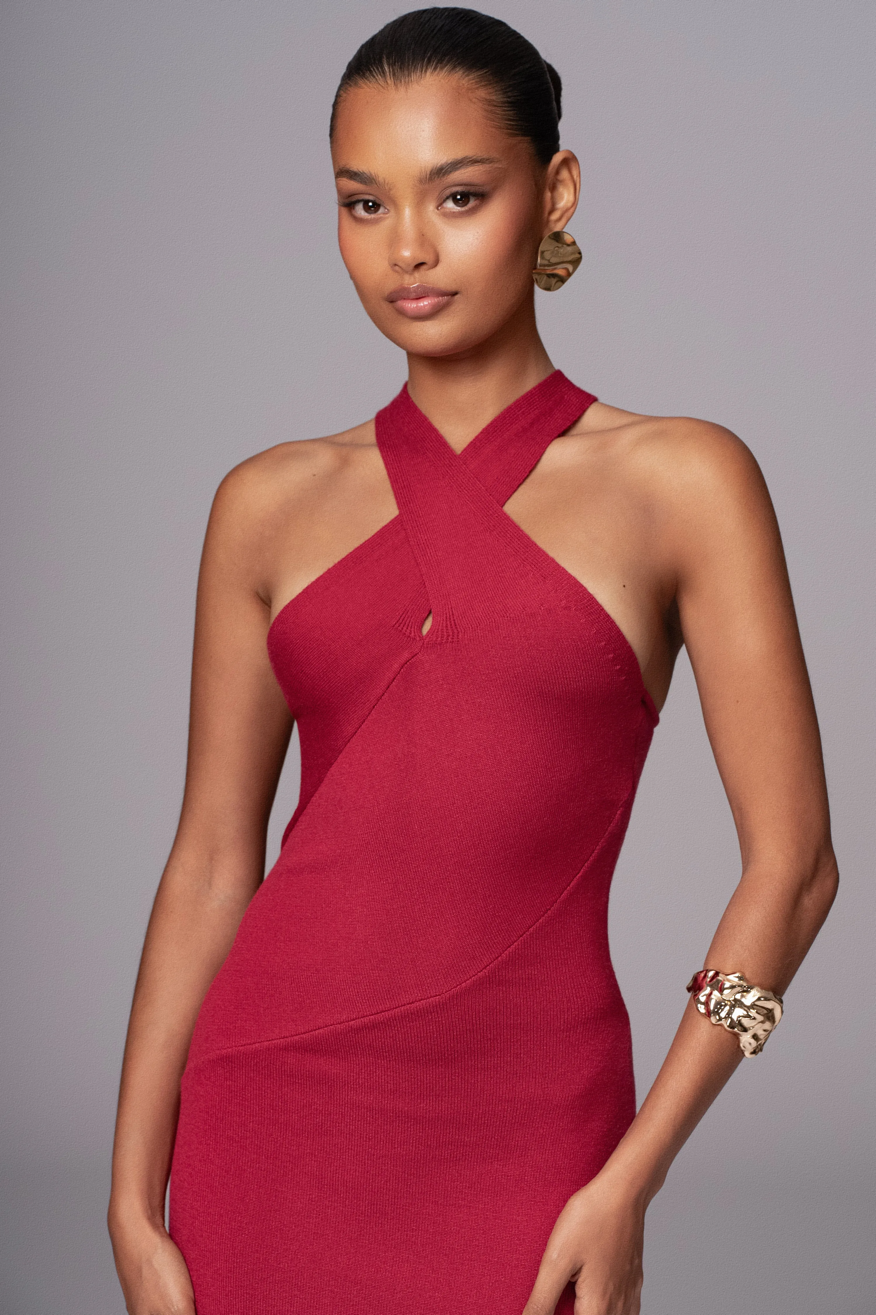 Berry Steph Halter Maxi Dress sold by JLUXLABEL product image thumbnail 2