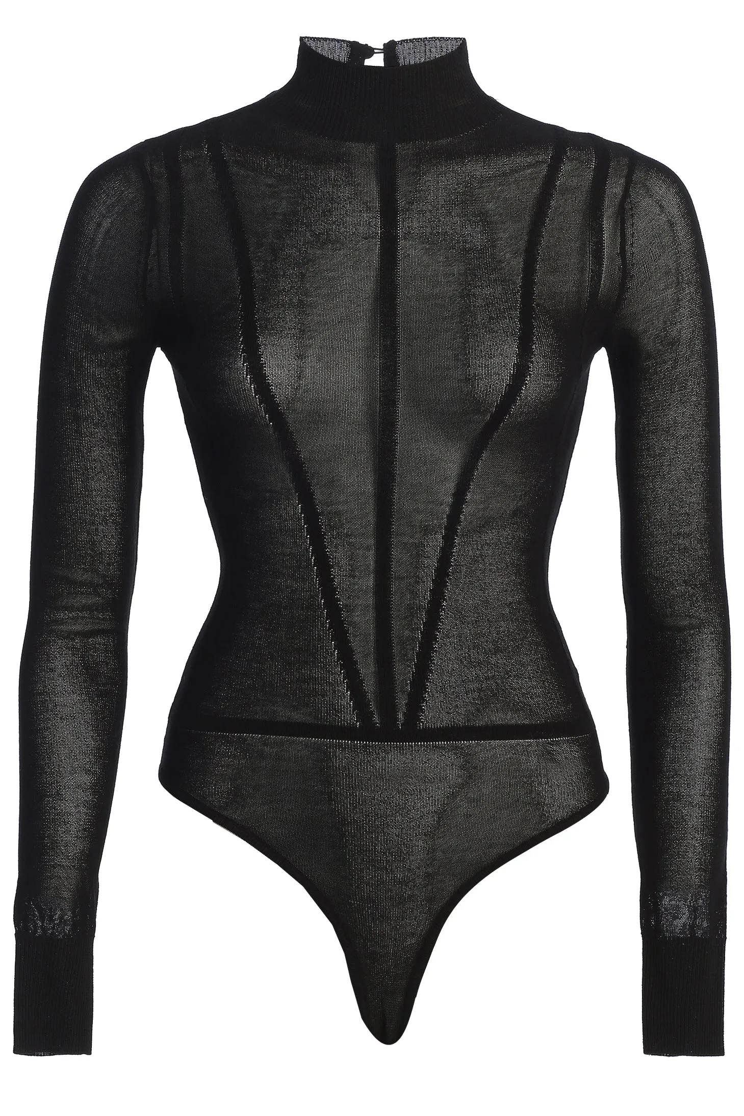 Black Lori Sheer Knit Bodysuit sold by JLUXLABEL product image thumbnail 3
