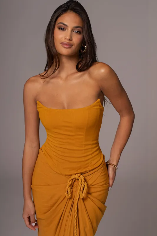 Yellow Fenix Reversible Linen Corset sold by JLUXLABEL