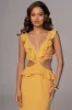 Yellow Sunshine Ruffle Linen Dress sold by JLUXLABEL