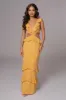 Yellow Sunshine Ruffle Linen Dress sold by JLUXLABEL