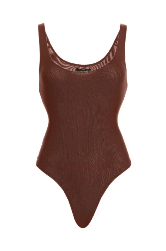 Chocolate Mesh Essential Tank Bodysuit Undergarment sold by JLUXLABEL