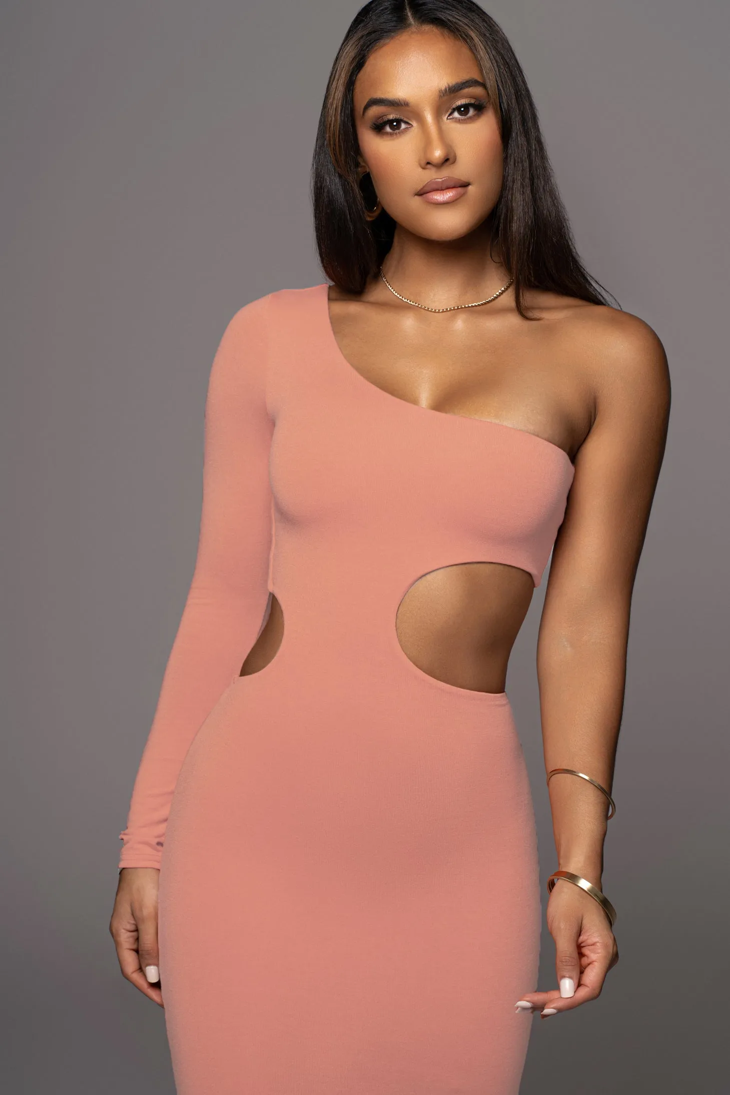 Peach Yours Truly Midi Dress sold by JLUXLABEL product image thumbnail 2