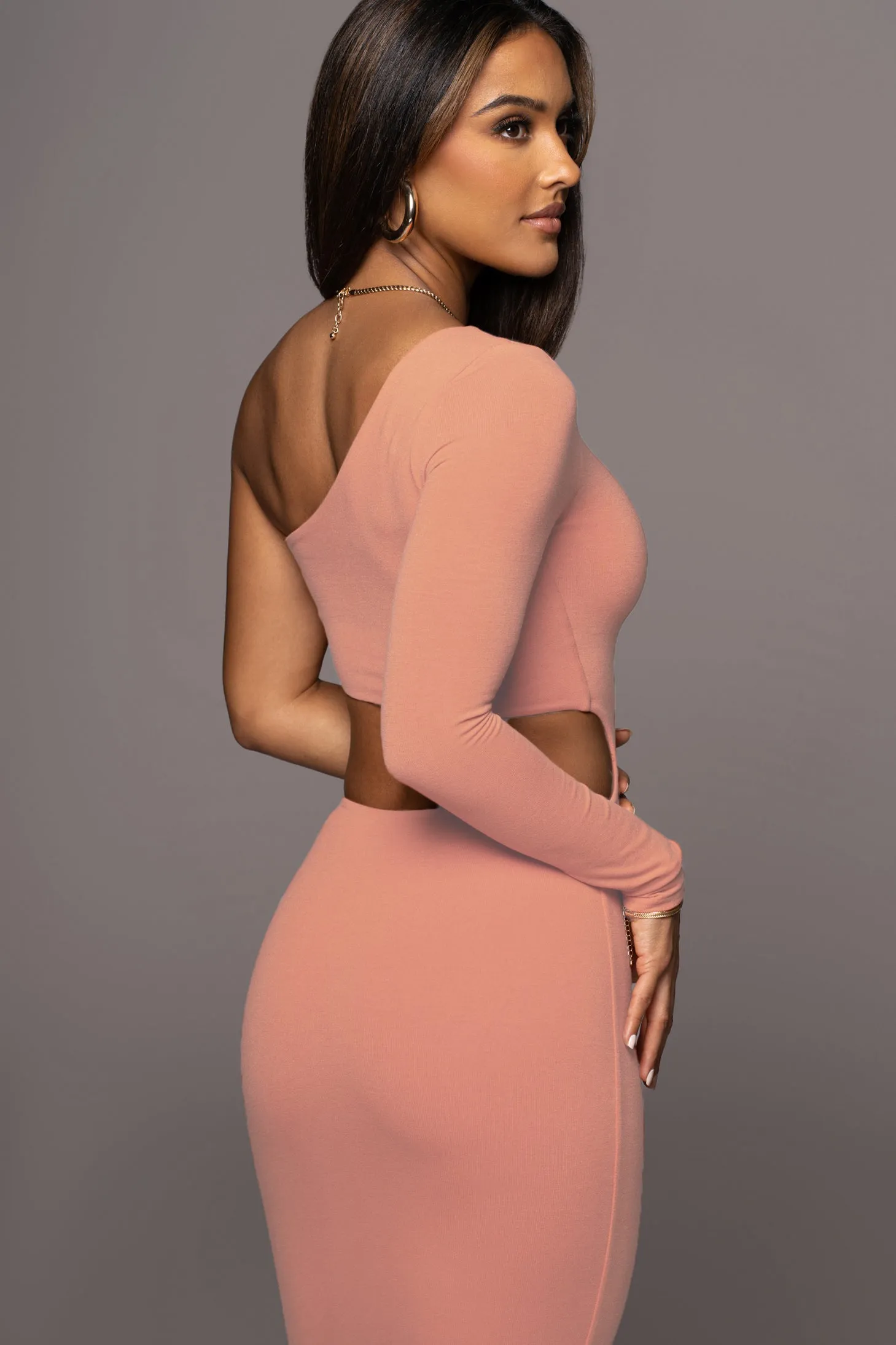 Peach Yours Truly Midi Dress sold by JLUXLABEL product image thumbnail 5