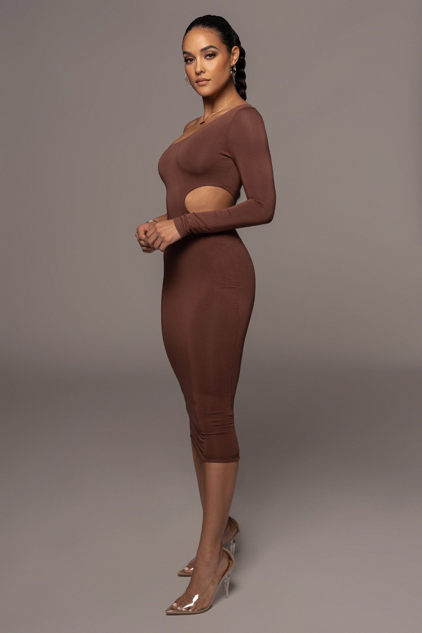 Chocolate Julia Midi Dress sold by JLUXLABEL product image thumbnail 4