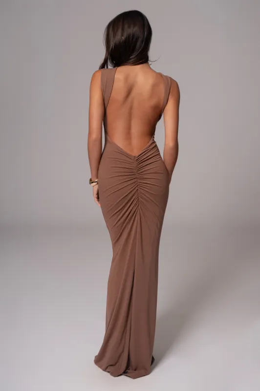 Pecan JLUXBASIX FRONT AND CENTER MAXI DRESS sold by JLUXLABEL
