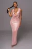 Pink Highlights Cowl Neck Maxi Dress sold by JLUXLABEL