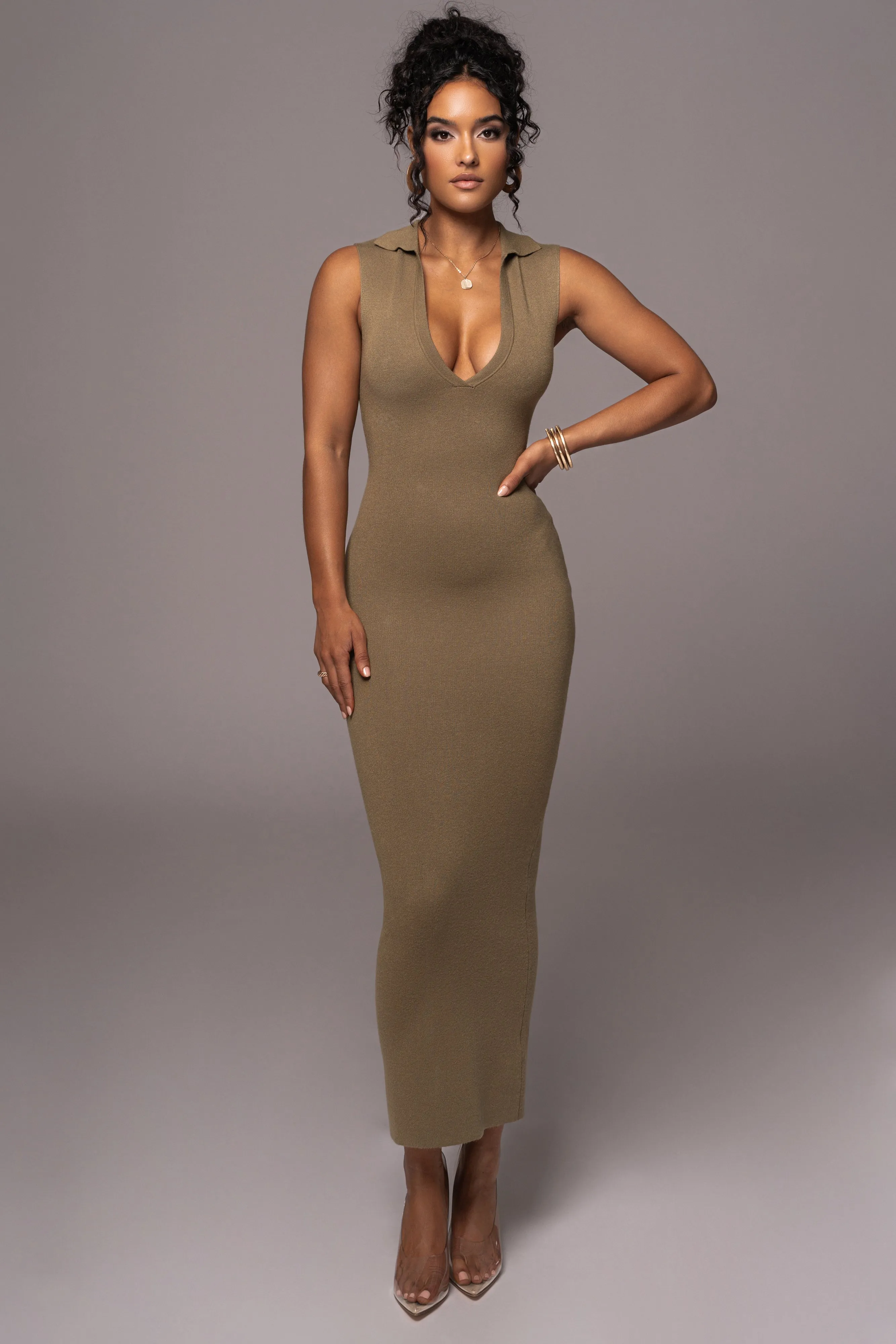 Olive Never Better Midi Dress sold by JLUXLABEL product image thumbnail 4