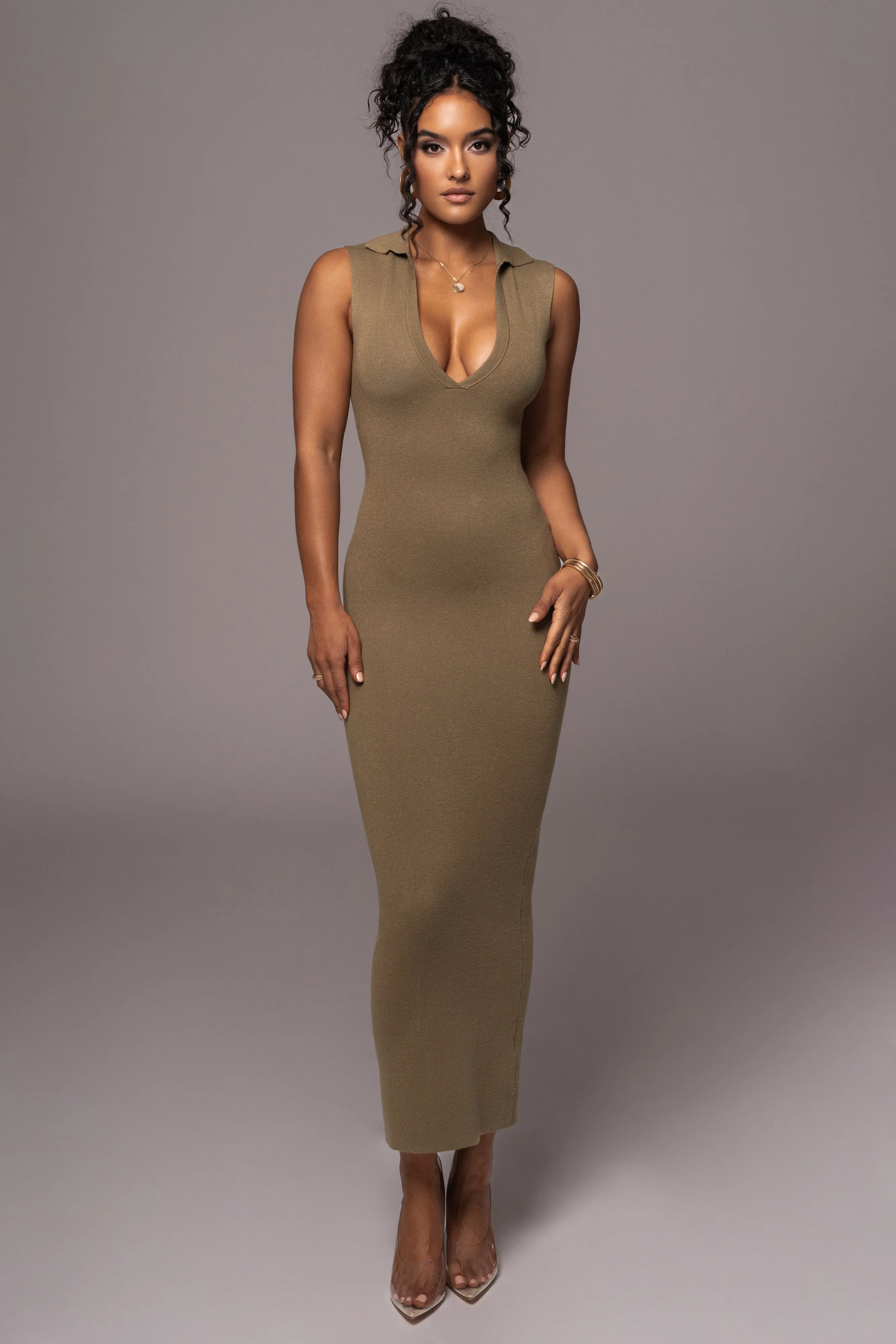 Olive Never Better Midi Dress sold by JLUXLABEL