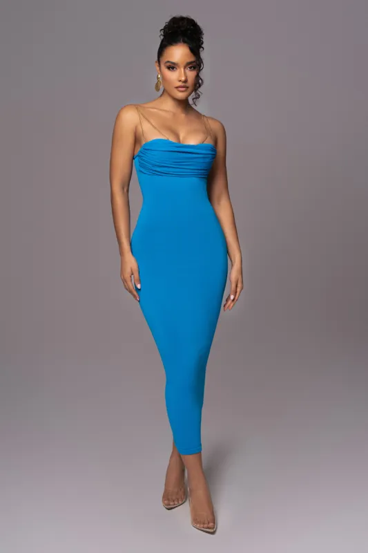 Aqua La Lune Drape Midi Dress sold by JLUXLABEL