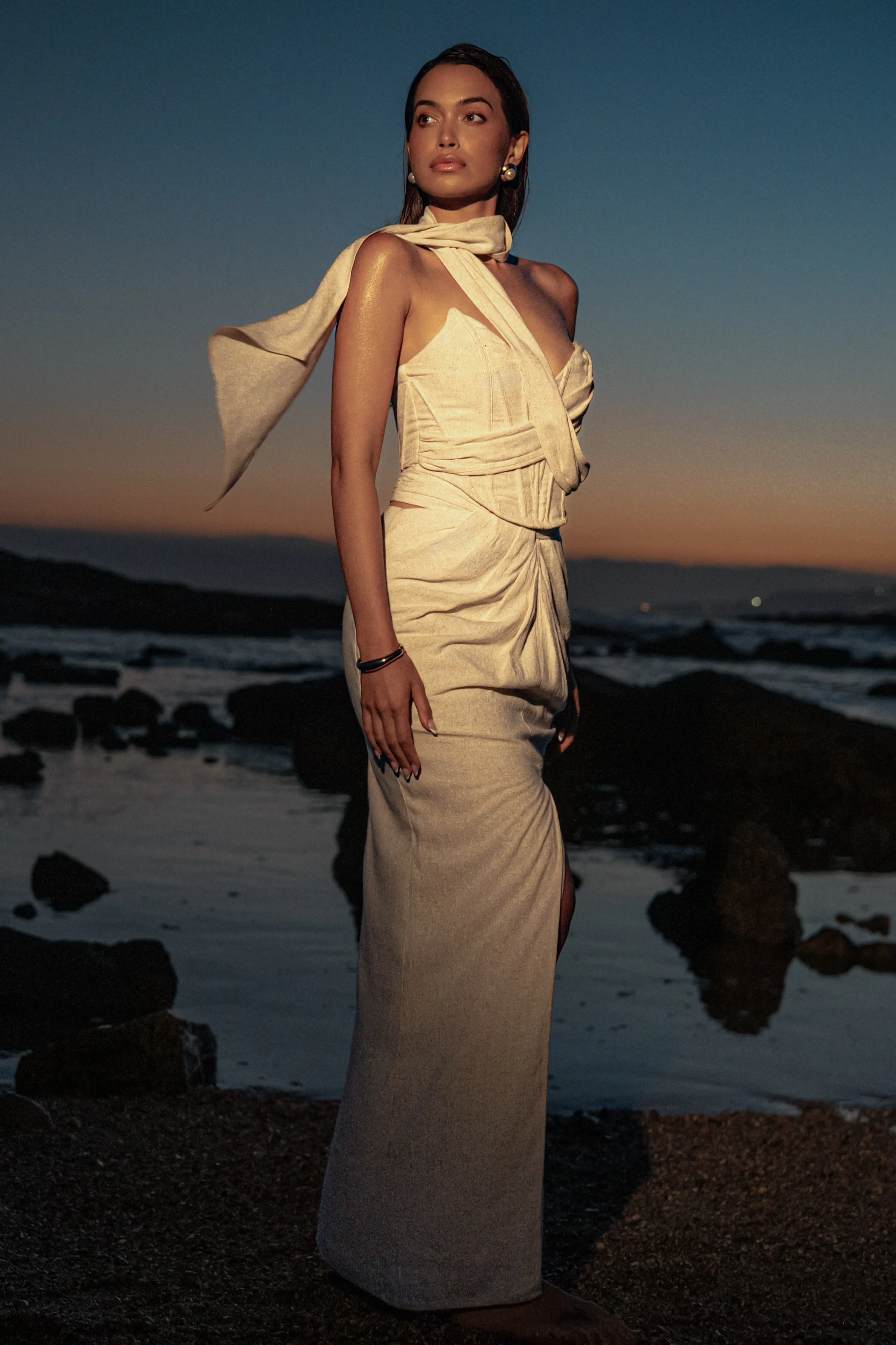 Natural Dreamland Linen Skirt sold by JLUXLABEL