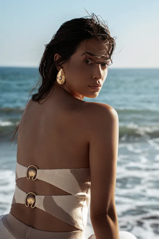 Gold Aimee Pearl Earrings sold by JLUXLABEL