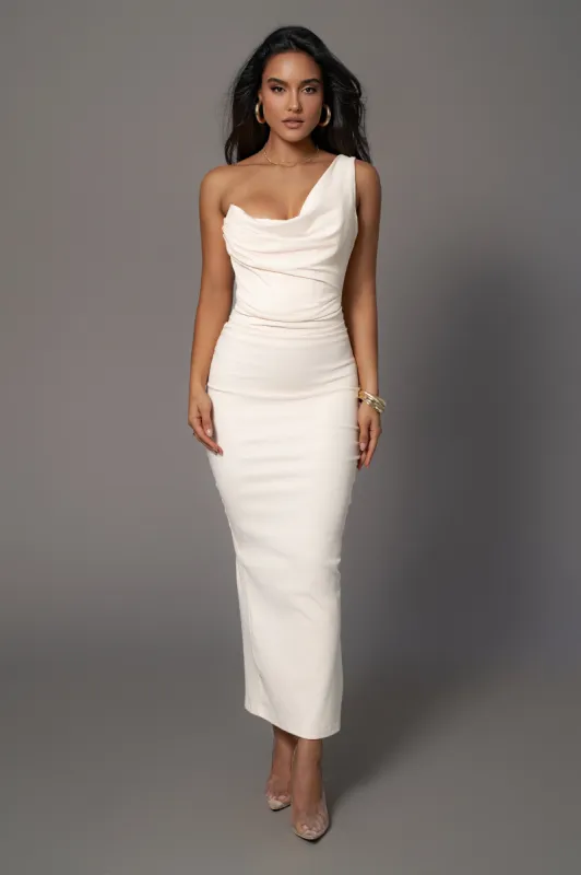 Buttercream Denim Krishna One Shoulder Maxi Dress sold by JLUXLABEL