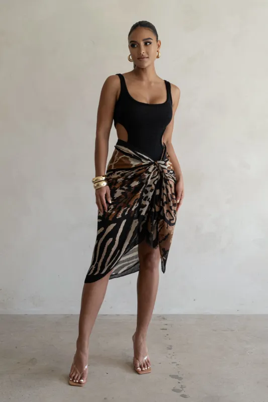 Noir Sunset Cut Out Bodysuit made by JLUXLABEL