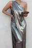 Gold Pristine Draped Maxi Dress sold by JLUXLABEL