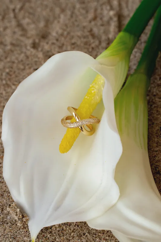 Gold Crystal Paved Ring sold by JLUXLABEL