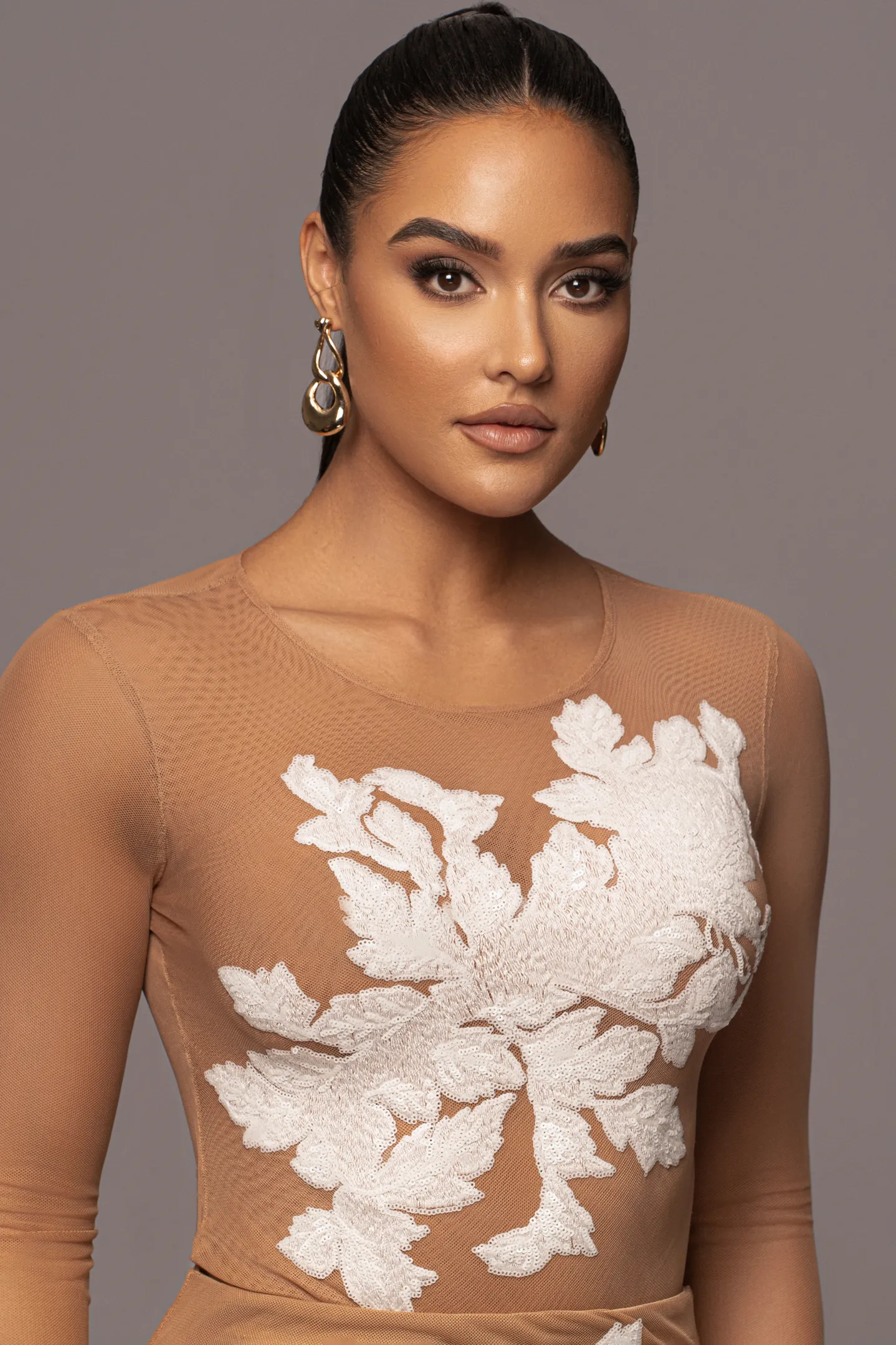 White Charmed Embroidered Mesh Bodysuit sold by JLUXLABEL product image thumbnail 4