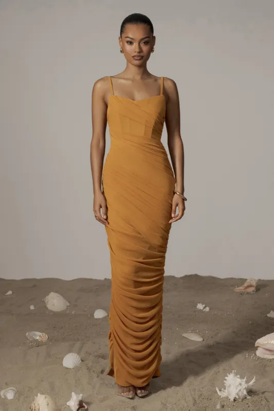 Yellow Catalina Lurex Knit Maxi Dress sold by JLUXLABEL
