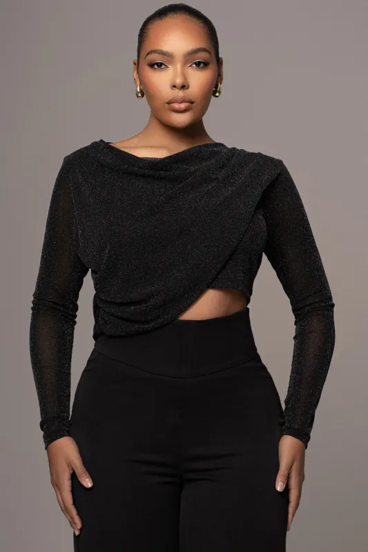 Black Aubrianna Gathered Top sold by JLUXLABEL