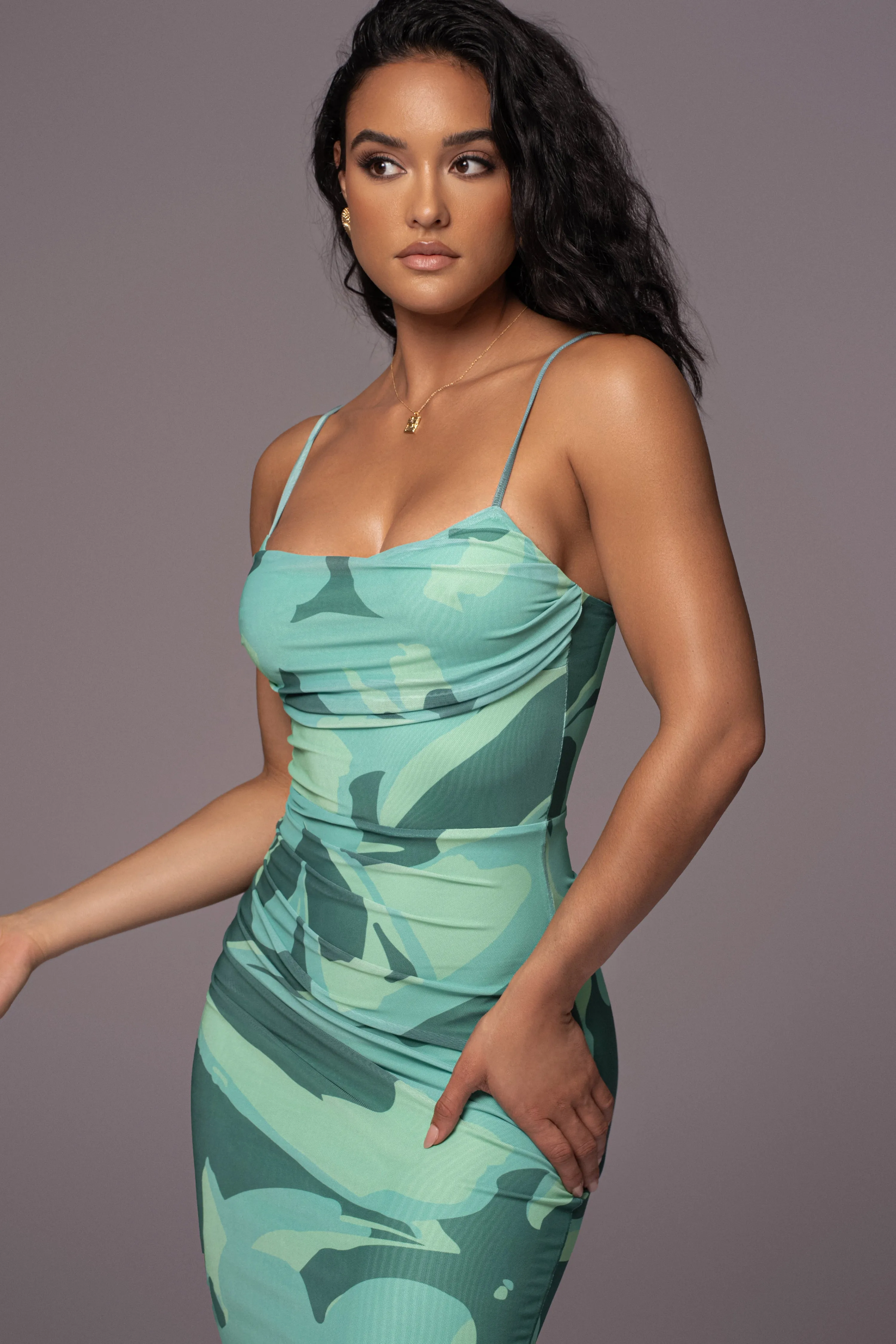 Green Naylene Ruched Dress sold by JLUXLABEL product image thumbnail 3