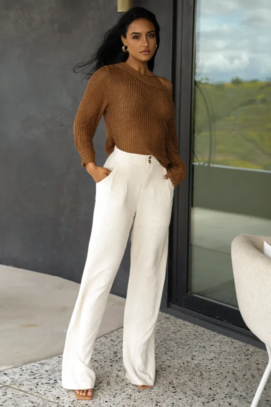 Ivory Thea Linen Pants made by JLUXLABEL