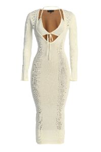 Ivory Look This Way Midi Dress sold by JLUXLABEL