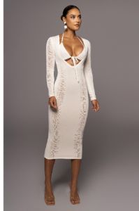 Ivory Look This Way Midi Dress sold by JLUXLABEL
