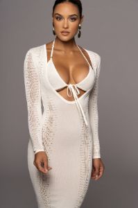 Ivory Look This Way Midi Dress sold by JLUXLABEL