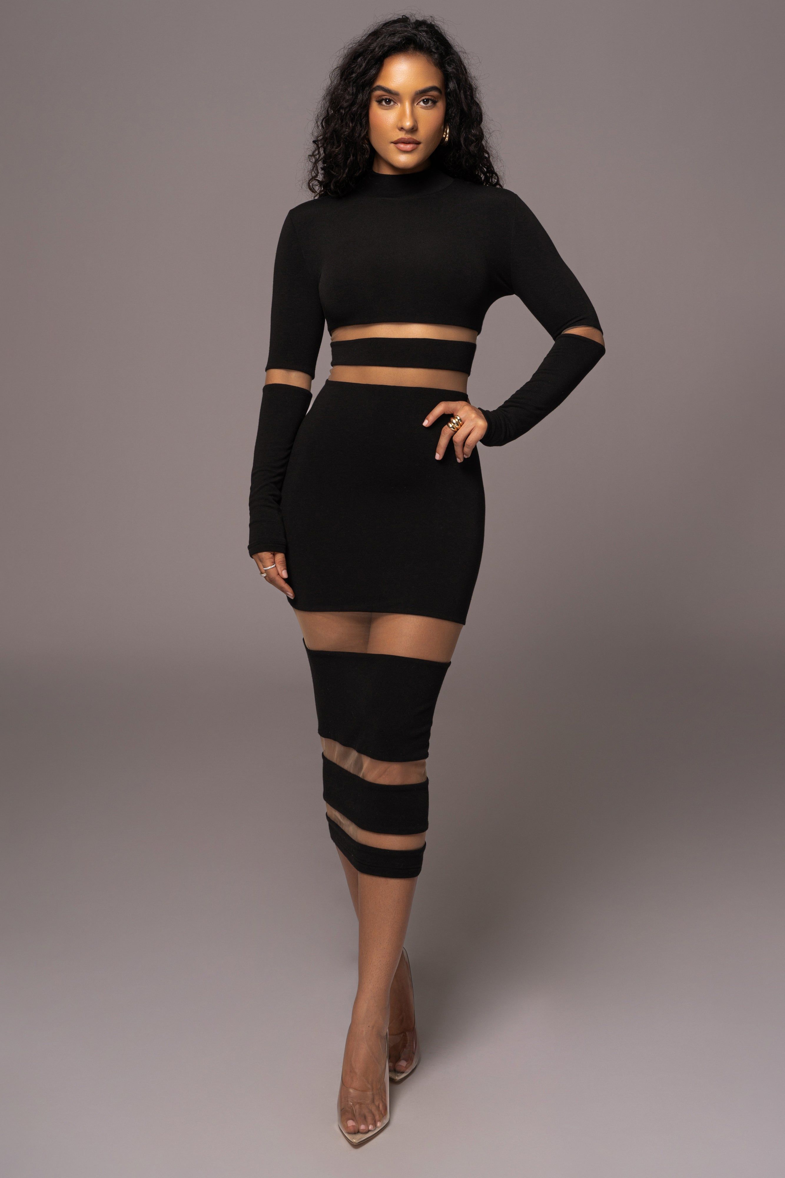 Noir The One Mock Neck Midi Dress sold by JLUXLABEL product image thumbnail 3