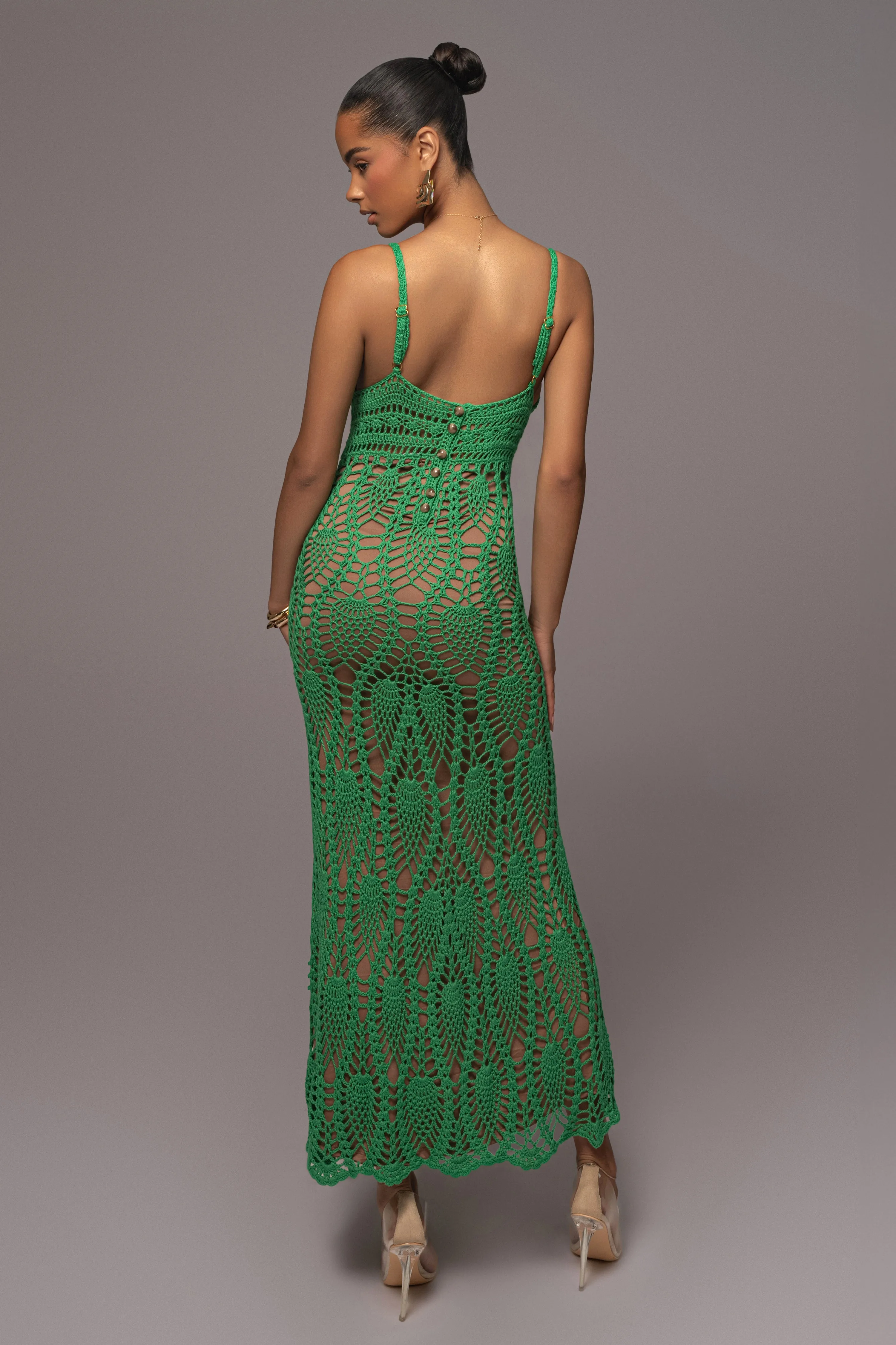 Green Great Escape Crochet Maxi Dress sold by JLUXLABEL product image thumbnail 3