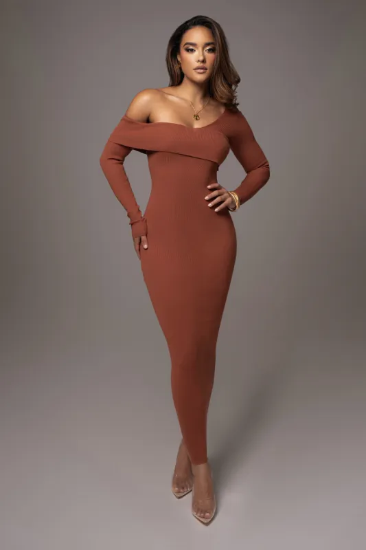 Rust Harper Knit Maxi Dress sold by JLUXLABEL