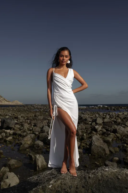 Ivory Dreaming Of Summer Linen Dress sold by JLUXLABEL