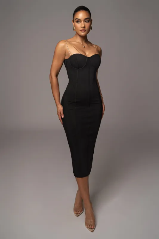 Black Escape Mesh Midi Dress sold by JLUXLABEL