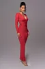 Red Rowan Plunge Maxi Dress sold by JLUXLABEL