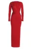 Red Rowan Plunge Maxi Dress sold by JLUXLABEL