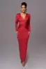 Red Rowan Plunge Maxi Dress sold by JLUXLABEL