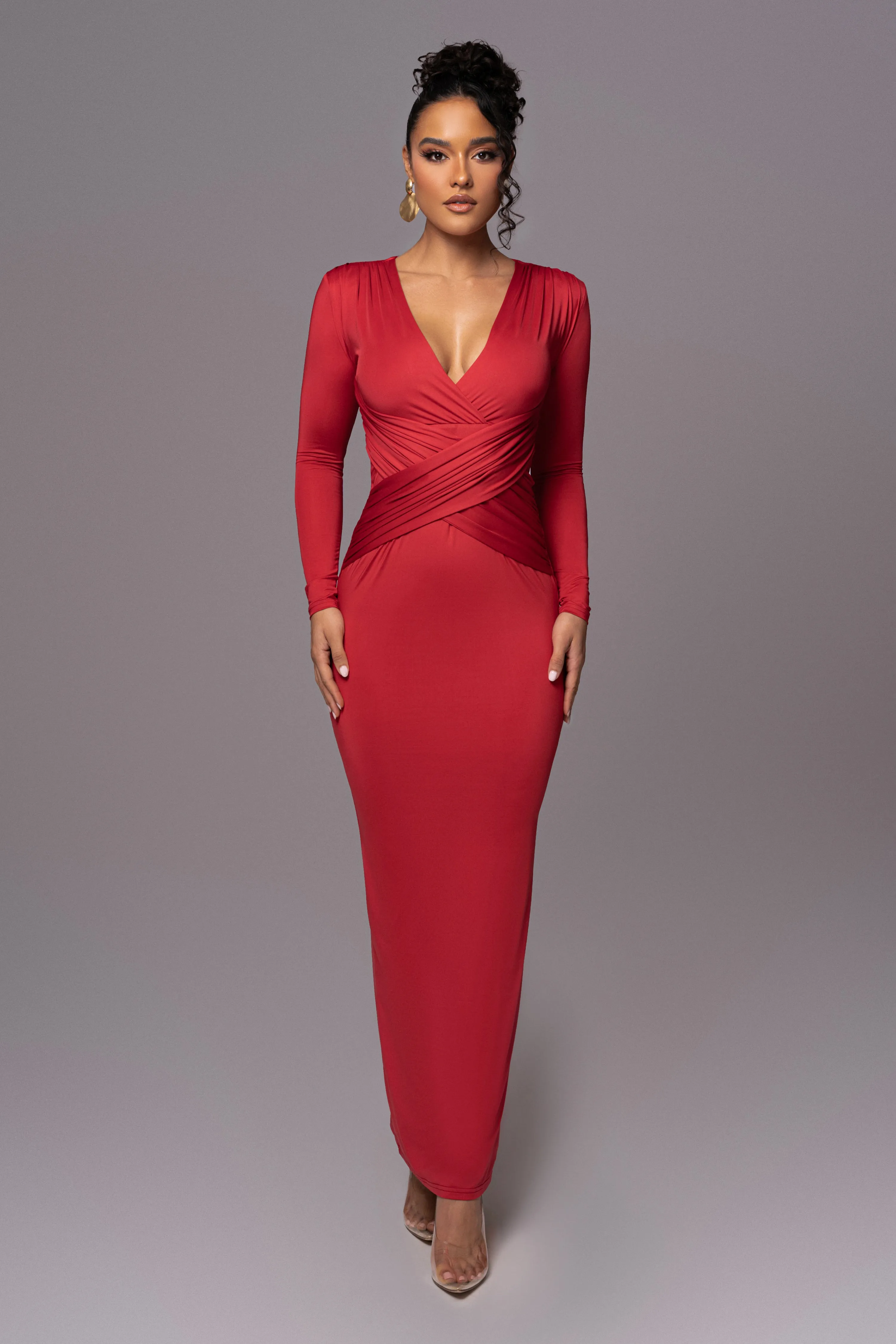 Red Rowan Plunge Maxi Dress sold by JLUXLABEL product image thumbnail 4