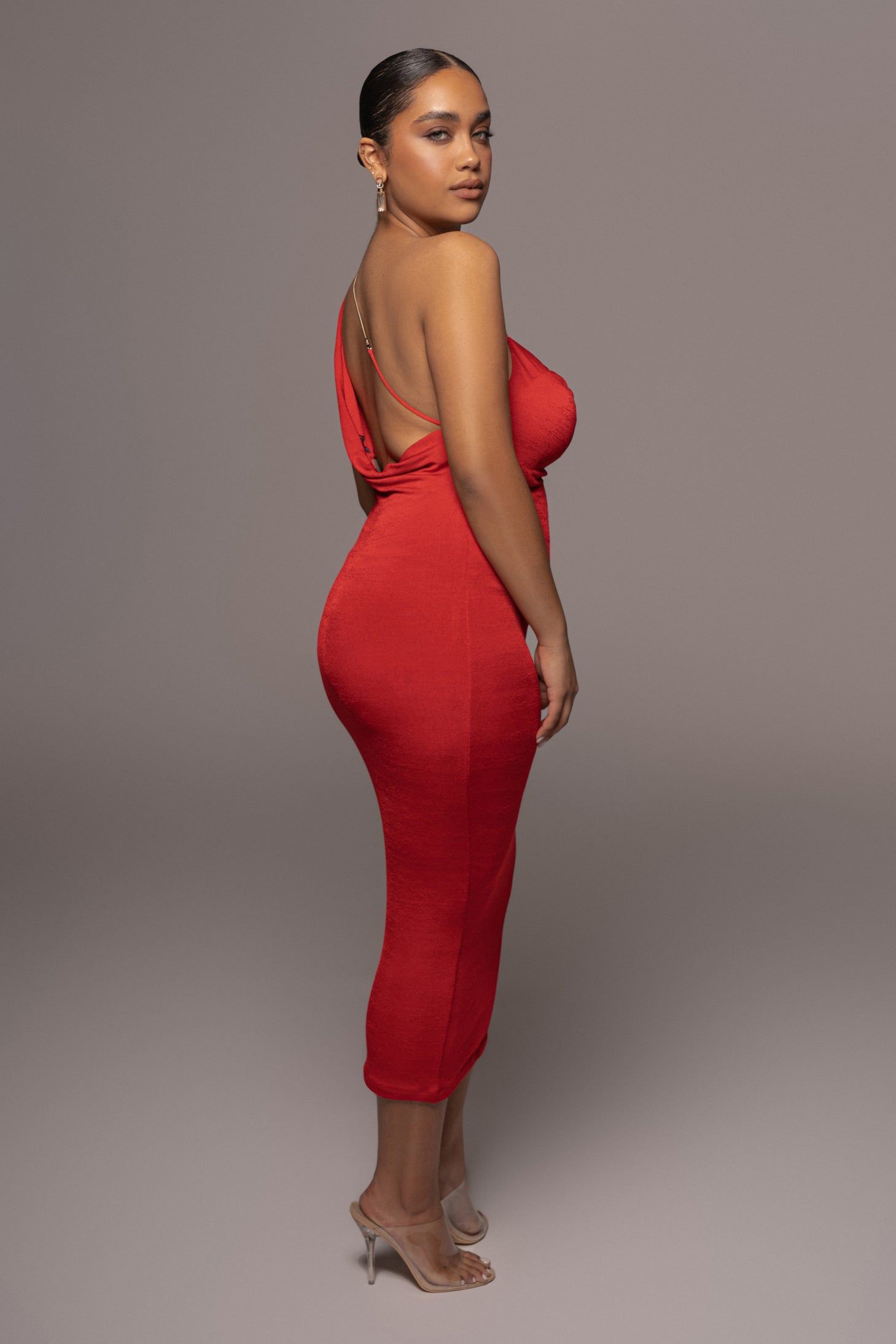 Red Modern Muse Midi Dress sold by JLUXLABEL product image thumbnail 6