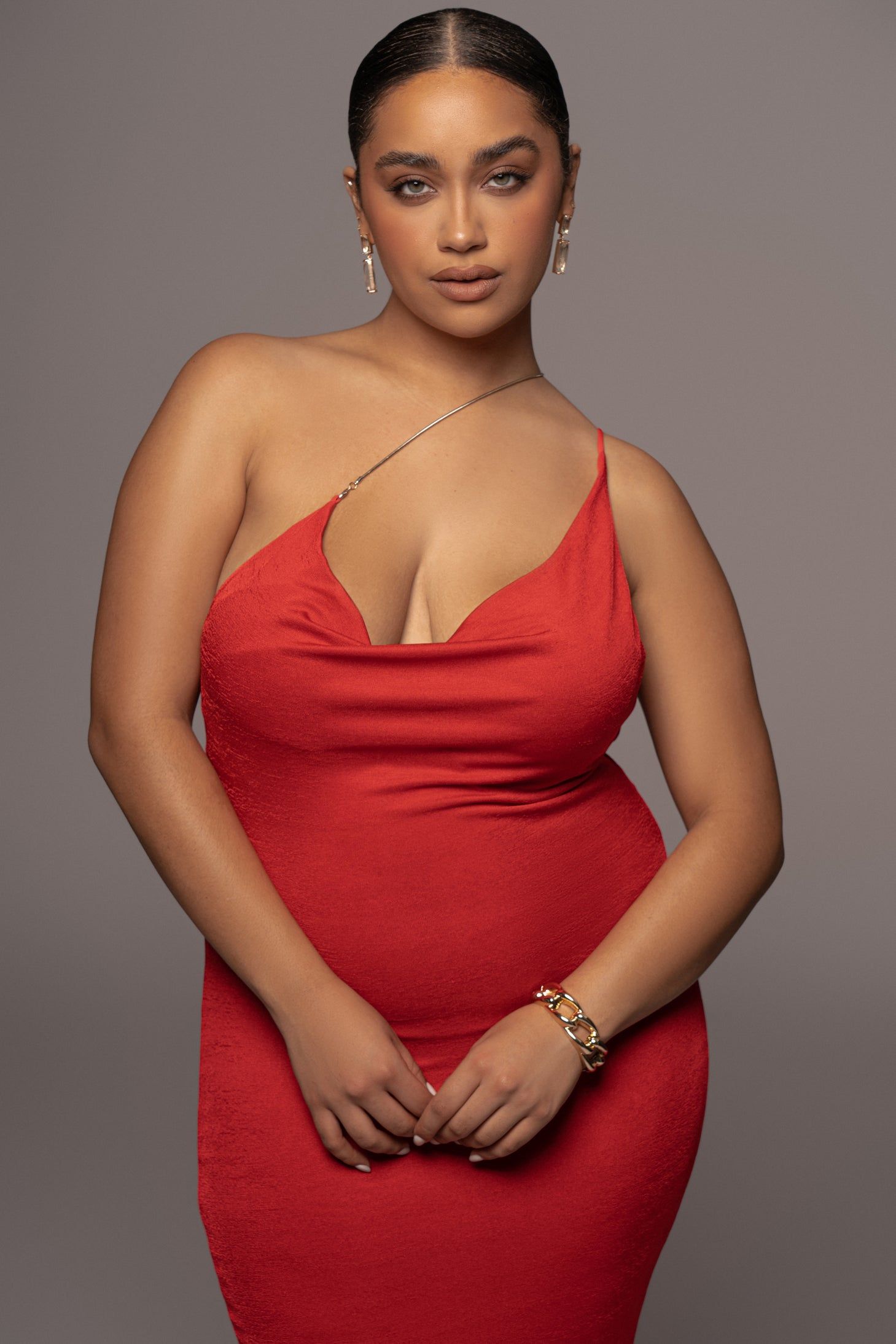 Red Modern Muse Midi Dress sold by JLUXLABEL product image thumbnail 2