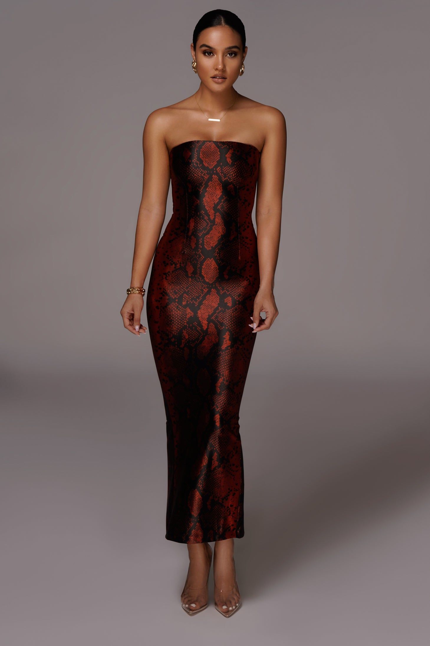 Red Bianca Snakeskin Slit Dress sold by JLUXLABEL product image thumbnail 3